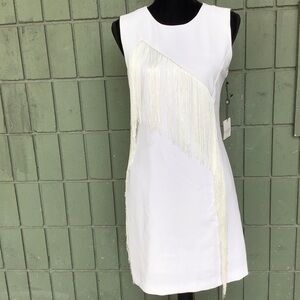 NWT- Laundry Crew Neck Sleevleless Asymmetrical Tassel Size 6.